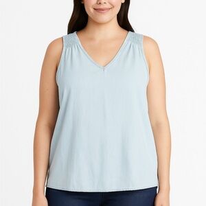 NWT Chambray Light Blue Sleeveless Top